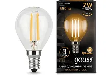 Лампа Filament Шар 7W 550Лм 2700К Е14 LED 1/10/50 | код 105801107 | GAUSS