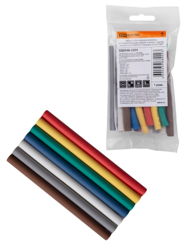 Набор трубок термоусаживаемых, клеевых ТТкНГ(3:1) Полицвет 6,4/2,0 TDM | код SQ0548-2205 | TDM