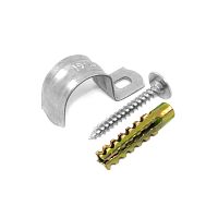 Комплекты для крепления ОКЛ с использованием самореза, дюбеля и скобы СМО d16-17 мм (100 шт) Промрукав | код PR08.4995 | ПРОМРУКАВ