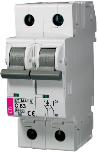 Автоматический выключатель ETIMAT 6 1p+N С 63А (6 kA) | код 002142522 | ETI