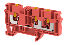 Клемма проходная PUSH-IN 6 мм2, на 3 подключения, красная PQ6-1X2-RED | код 3104050002 | Elmex