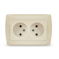 Маргарита розетка двухместная б/з, с/у, 16А, 220В, сл.кость (ivory) (еврослот) | код М0102-I | Universal