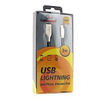 Кабель Cablexpert для Apple CC-G-APUSB01Bk-3M, AM/Lightning, серия Gold, длина 3м, черный, блистер | код CC-G-APUSB01Bk-3M | Cablexpert
