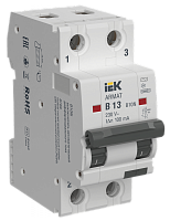 ARMAT АВДТ B10N 2P B13 100мА тип AC IEK | код AR-B10N-2-B013C100 | IEK
