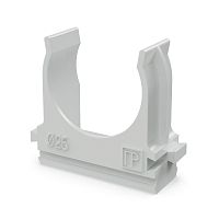 Крепеж-клипса для труб Полистирол d25 мм (10шт/500шт уп/кор) Промрукав | код PR.02725м | ПРОМРУКАВ