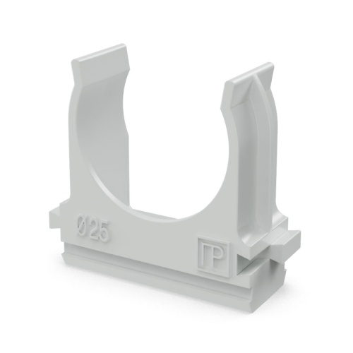 Крепеж-клипса для труб Полистирол d25 мм (10шт/500шт уп/кор) Промрукав | код PR.02725м | ПРОМРУКАВ