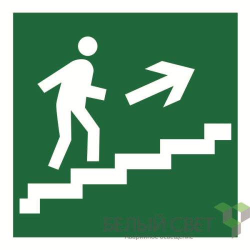 Знак безопасности BL-2020B.E15"Напр. к эвакуац. выходу по лестн. вверх (прав.)" Белый свет a21288