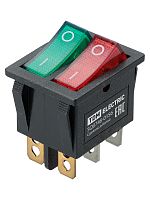 KCD3-221N 250В AC/DC, 1P, 15А, (6с), ON-OFF, черный корпус, красная/зеленая клавиша, LED TDM | код SQ0746-0156 | TDM