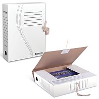 Папка архивная с завязками А4 (325х260 мм), 75 мм, до 700 листов, плотная, микрогофрокартон, БЕЛАЯ, BRAUBERG, 124850 | код 124850 | BRAUBERG