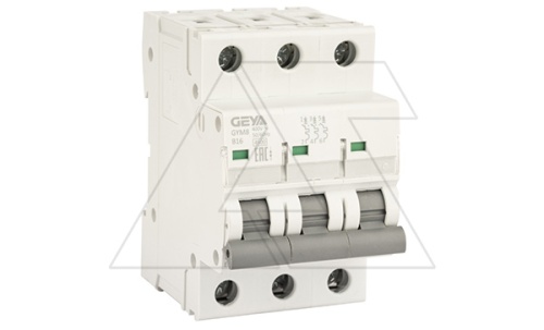 Авт. выключатель GYM8-3P-16B, 3P, 16A, хар-ка B, 4,5kA, 3M | код GYM83P16B | GEYA
