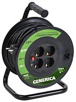 Катушка УК30 с термозащитой 4 места 2P+PE/30м 3х1,0мм2 GENERICA | код WKP10-10-04-30-G | IEK