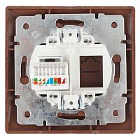 Розетка информационная RJ45, СУ, Plano, венге, 1-303-10 | код Б0030088 | ЭРА