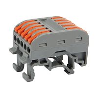 Клемма СМК 222-425D проходная 5-полюсная, с креплением на DIN-рейку (0,08-4 мм?), серая (4 шт./уп.) REXANT | код 07-5236-04 | REXANT