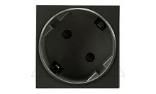 Noen - Розетка 2P+E, 2М, защ. шторки, со смещением контактов 45°, черная | код OR-GM-9010-B-GS45 | ORNO