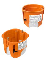 Установочная коробка СП D73х65 мм, 2-х компон., саморезы, пл. лапки, IP30, оранж., инд. штрихкод TDM | код SQ1403-2001 | TDM