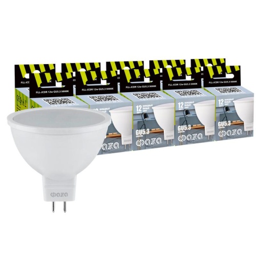 Лампа светодиодная FLL-JCDR 12Вт MR16 5000К холод. бел. GU5.3 230В 50Гц (уп.10шт) | код 5038721 | ФАZА Лампа светодиодная FLL-JCDR 12Вт MR16 5000К холод. бел. GU5.3 230В 50Гц (уп.10шт) | код 5038721 | ФАZА