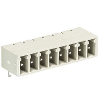 Вилочный разъем, горизонтальный, на плату, шаг 3,5 мм, 4 полюса, фиксация на плате пайкой, 250V, 8А, без маркировки, цвет: серый, серия 8513 S W | код 25.647.0453.0 | Wieland