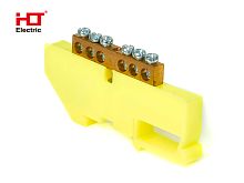 Шина N ноль на DIN-изол ШНИ-6х9-6-Д-желтый HLT | код 081-03-02 | HLT