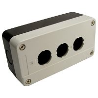 Кнопочный пост RUICHI GB2-B03, 3-х местный, IP40/IP65, 10 А, 68х135х51 мм, открытой установки, черный/серый | код 67328 | Ruichi