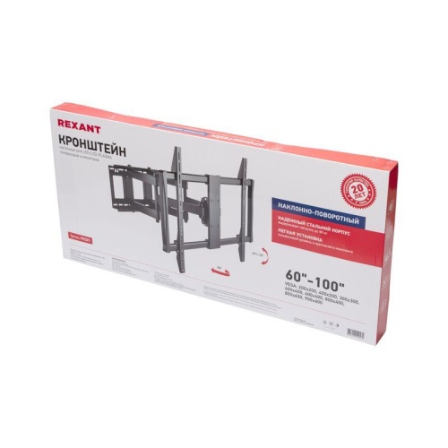 Кронштейн для телевизора 60-100 дюймов наклонно-поворотный двойное колено | код 38-0348 | REXANT фото 7