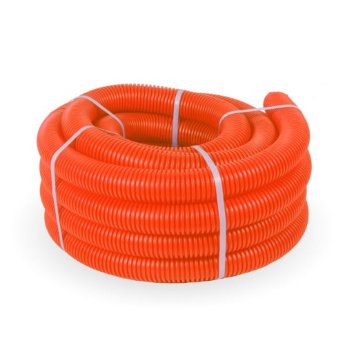 Труба гофрированная ПНД легкая безгалогенная (HF) оранжевая с зондом д63 (15м/360м уп/пал) | код PR.026361 | Промрукав