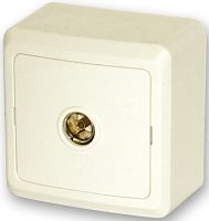 Розетка телевизионная (TV) с задней стенкой ОП кремовый (в коробке 36шт.) Fazenda 7027 Powerman | код 6009077 | POWERMAN