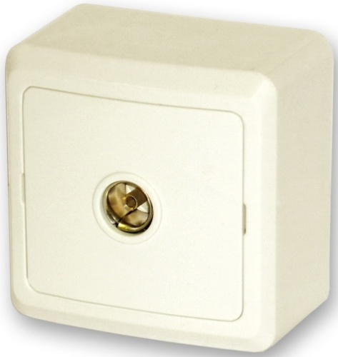 Розетка телевизионная (TV) с задней стенкой ОП кремовый (в коробке 36шт.) Fazenda 7027 Powerman | код 6009077 | POWERMAN