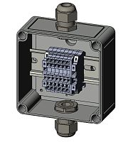 Распределительная клеммная коробка КФК-ПЛ-11011066-6-КНЗ-2-М20, размер 110х110х66мм, 6 клемм КНЗ-2,5-2, 2 кабельных ввода М20 | код 12301306 | СТЭЗ