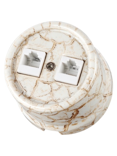 Розетка двойная телефонная RJ11 мраморная «Болонь» TDM | код SQ1820-0150 | TDM