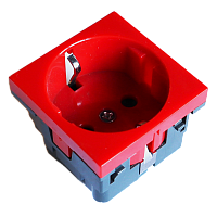 Розетка электрическая Mosaic 45x45, нем. ст., 2K+3, 16A, со шторками, красная | код NM-EL45x45-RD | NEWMAX