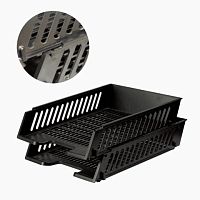 Лотки горизонтальные для бумаг, НАБОР 2 шт. (358х272х177,5 мм), сетчатые, черные, BRAUBERG-MAXI, 231360 | код 231360 | BRAUBERG