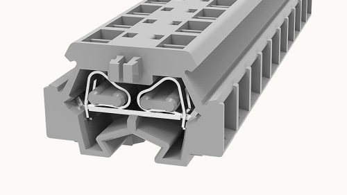 WS1.5T-DB-01P-11-00Z(H) Клеммный блок (клеммник) мини проходной пружин. (двойн. кабель-ввод) , модульный (с проуш. крепл.), выс. 17.0 мм/глуб. 25.0 мм, сеч. пров. 28-16AWG/ до 1.5 кв.мм, до 300В/10А, серый изол., шир. 8.0 мм | код 11030000072 (0) Бр