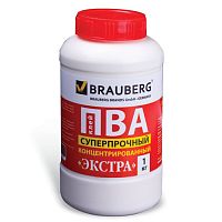 Клей ПВА BRAUBERG, 1 кг, суперпрочный (керамика, ткань, кожа, дерево, бумага, картон), 600984 | код 600984 | BRAUBERG