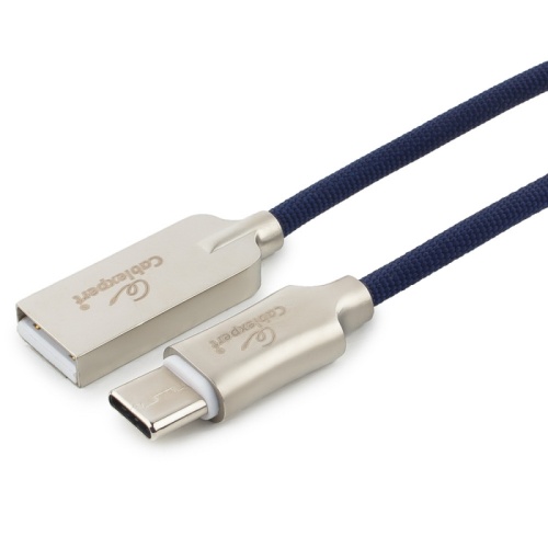 Кабель USB 2.0 Cablexpert CC-P-USBC02Bl-1M, AM/Type-C, серия Platinum, длина 1м, синий, нейлоновая оплетка, блистер | код CC-P-USBC02Bl-1M | Cablexpert