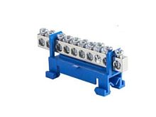 Шина N ноль на DIN-изол тип Стойка ШНИ-6х9-8 никелированная-синий HLT | код 081-03-171 | HLT