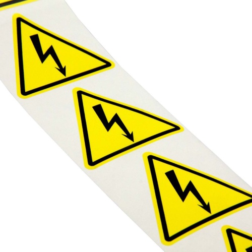Знак "Опасность поражения электричеким током", винил. Размер 100мм, треугольник. Упаковка - 250шт. | код SL-T100-HE | DKC