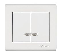 MANOLYA ВЫКЛЮЧАТЕЛЬ 2х КЛАВИШНЫЙ С ПОДСВЕТКОЙ | код 41001023 | Makel