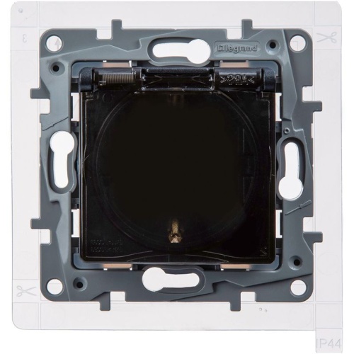 Розетка с заземлением IP44 - Legrand Etika - со шторками с защитной крышкой 16А 250В винтовые зажимы - антрацит | код 672626 | Legrand