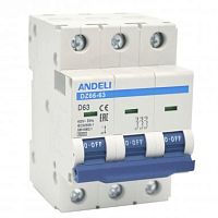 Автоматический выключатель DZ66-63/3P 20A 6kA х-ка D (ANDELI) | код ADL01-307 | ANDELI