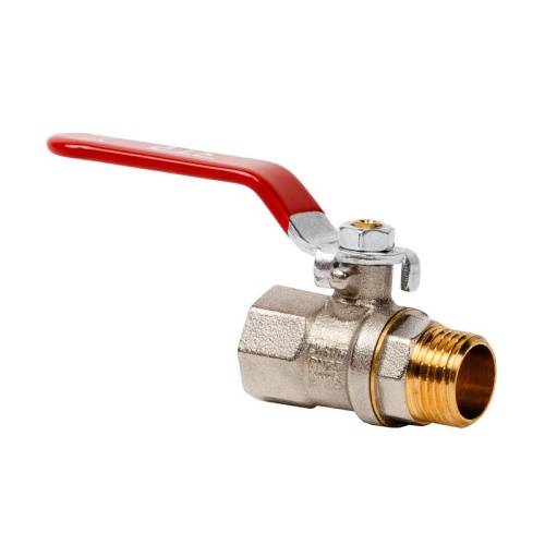 Кран шаровой ручка рычаг латунь внутр./наружн. резьба 1/2дюйм PN25 никель (инд. упак.) | код 34886 | RTP