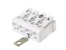 Клемма пружинная соединительная КСПнз4-2L+N+PE. 16A. с монтажной ножкой и заземлением под винт HLT | код 081-32-029 | HLT