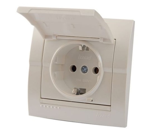 DERIY Розетка с/з с крышкой ПБТ белый | код 702-0202-123 | Lezard DERIY Розетка с/з с крышкой ПБТ белый | код 702-0202-123 | Lezard