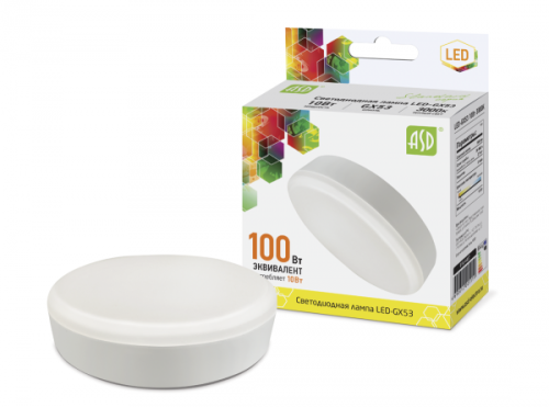 Лампа светодиодная LED-GX53-standard 12Вт 230В 3000К 1080Лм ASD | код 4690612014418 | ASD Лампа светодиодная LED-GX53-standard 12Вт 230В 3000К 1080Лм ASD | код 4690612014418 | ASD