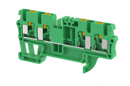 Клемма проходная PUSH-IN 2,5 мм2, на 4 подключения, зеленая PQ2.5-2X2-GREEN | код 3102060003 | Elmex