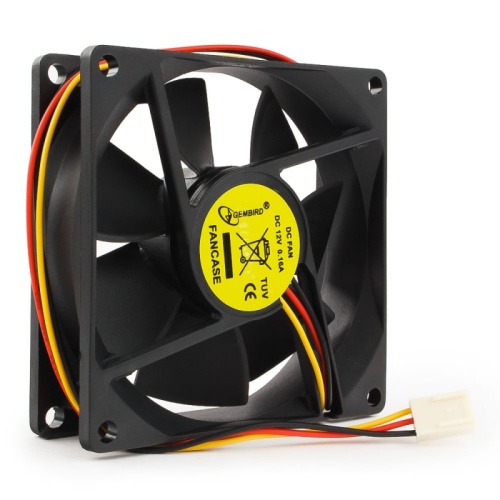 Вентилятор Gembird FANCASE, 80x80x25, втулка, 3 pin, провод 30 см | код FANCASE | Gembird