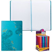 Блокнот А5 (148х218 мм), BRAUBERG Orient, 128 л., кожзаменитель с тиснением, клетка, ассорти, 125236 | код 125236 | BRAUBERG