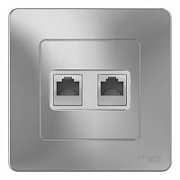 Розетка 2xRJ11+RJ45 Cat.5 BLANCA, алюминий | код. BLNIS045113 | Schneider Electric