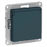 Розетка ATLASDESIGN, скрытый монтаж, с заземлением, с крышкой, со шторками, изумруд | код. ATN000846 | Schneider Electric