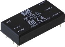 Источник питания DC-DC, 40Вт, вход 24В (9…36В) DC, потребление без/под нагр. 15мА/1600мА, выход 3,3В/10000мА, КПД 89%, ёмкостная нагр. макс. 26600мкф, изоляция 1600В DC, в корпусе 50,8х25,4х10,5мм, -40…+90С | код RSDW40F-03 | MeanWell Серия