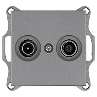 Розетка телевизионная проходная TV + FM 2-м Ф9.5мм механизм алюм. Jasmart G6205S